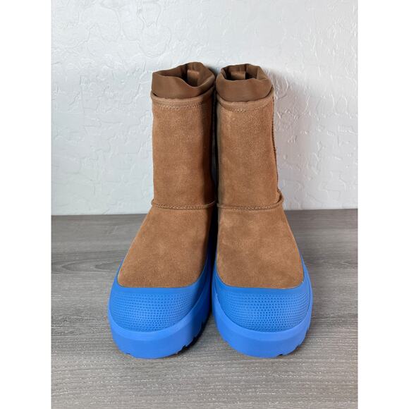 New Sz 9 Men's UGG Classic Short Weather Hybrid Chestnut Big Sky Blue 1143992 - Picture 3 of 7